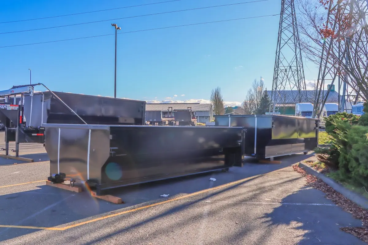 Roll-off dumpster ready for waste disposal at job site for Yard Waste Dumpster Rental in Attleboro